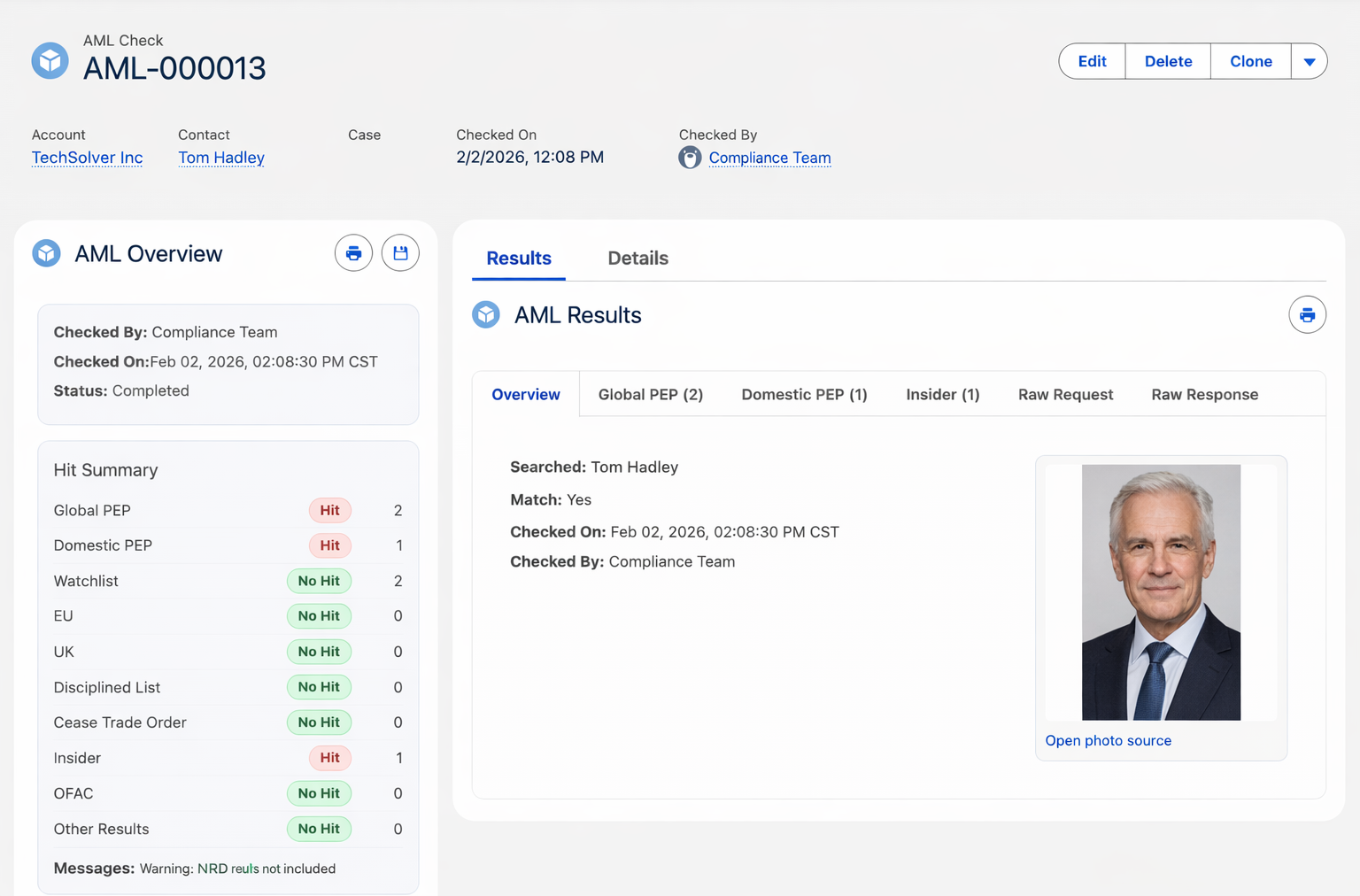 Salesforce AML screening with Canchek integration
